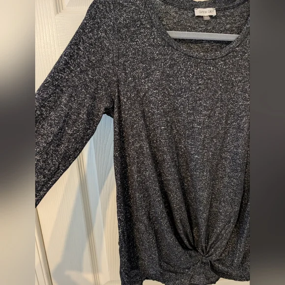 Soft Black Long Sleeve Top With Twist Front - Picture 5 of 10